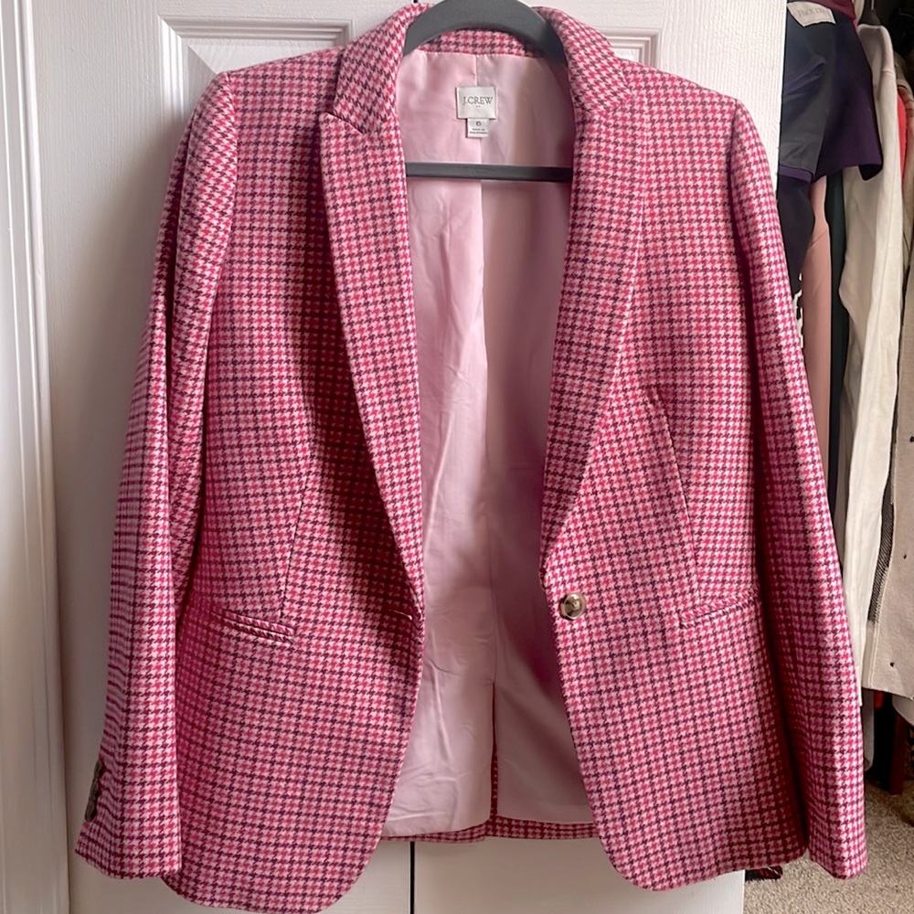 J.Crew School Boy Blazer pink houndstooth